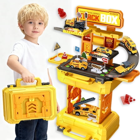 LieGorJi 32PCS Engineering Toys Set, Engineering Cars Race Track Toys with Storage Box, Birthday Gifts for 1-3 3-5 5-8 Ages