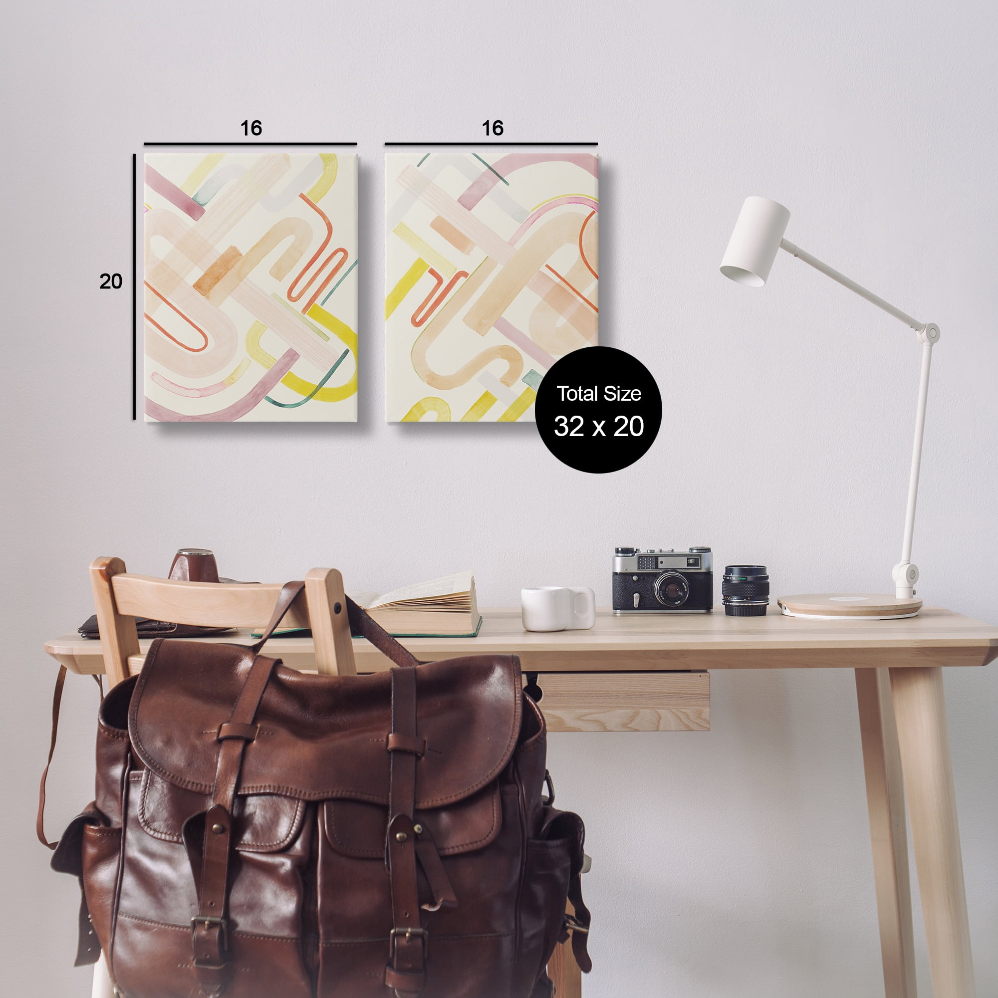 Stupell Industries Retro Neutral Patterns Abstract Painting Wrapped Canvas Art Print Wall Art, 16 x 20, Set of 2