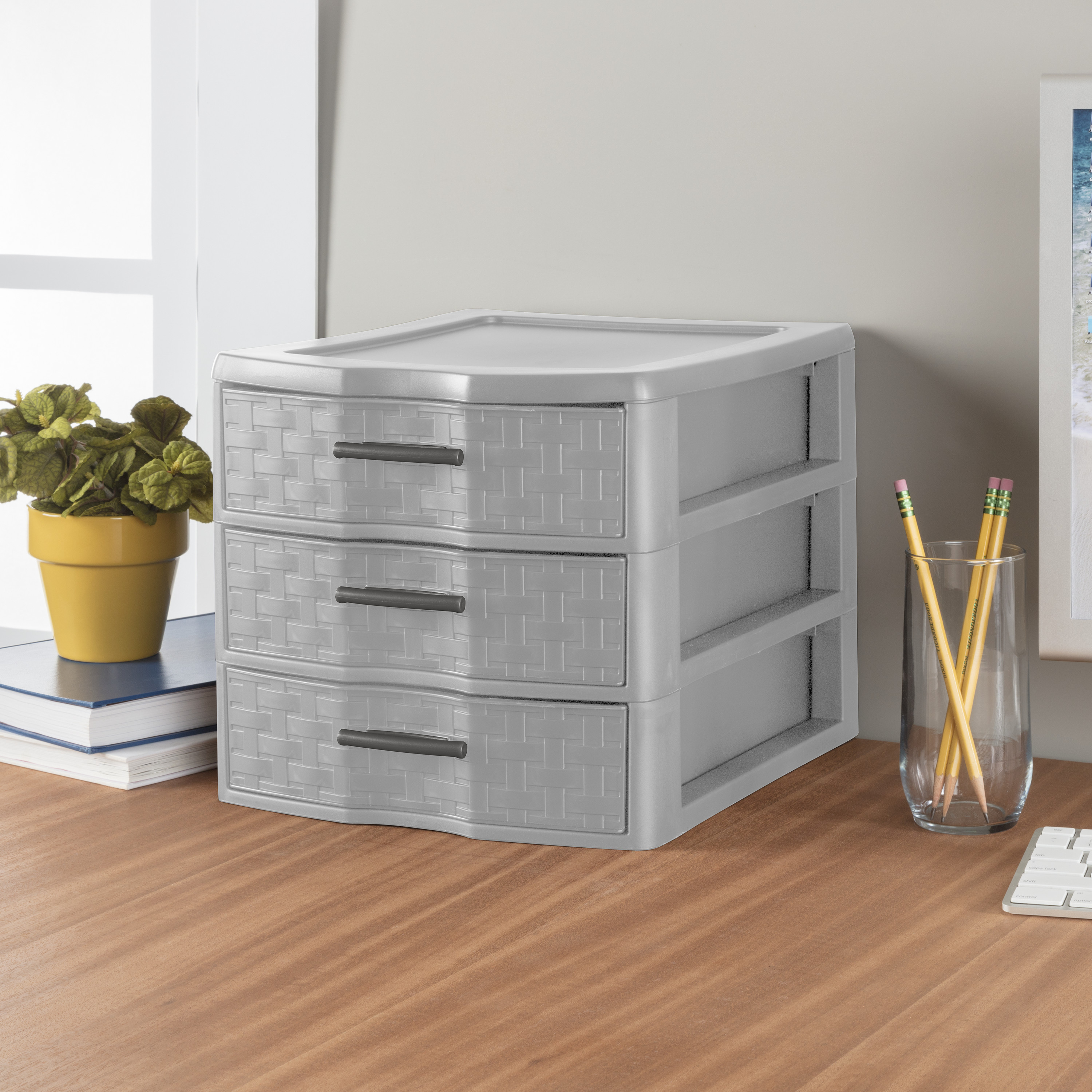 Sterilite Medium Weave 3 Drawer Unit Plastic, Cement - Walmart.com