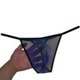 thumbnail image 4 of 3PACK Botmois Men's Mesh T-back Bikini Bottoms Briefs See-through Thong Underwear Low-rise Tangas Soft G-String Ultrathin Boyshort Blue/Black/Purple M, 4 of 5