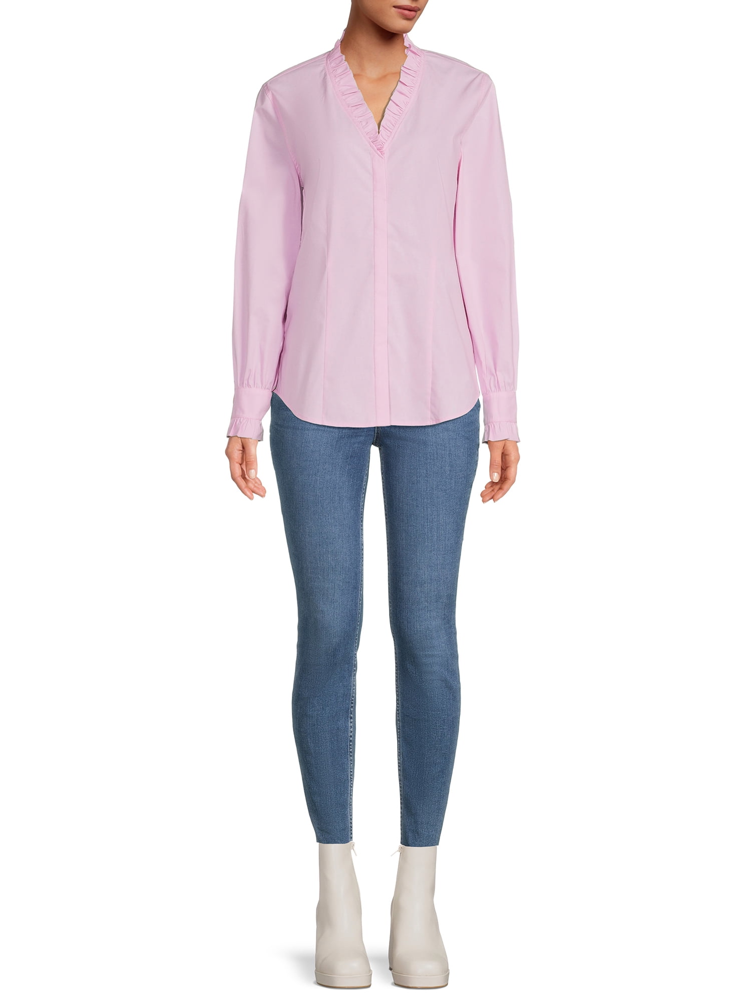 Blu White Blu Women's Ruffled Button-Front Shirt