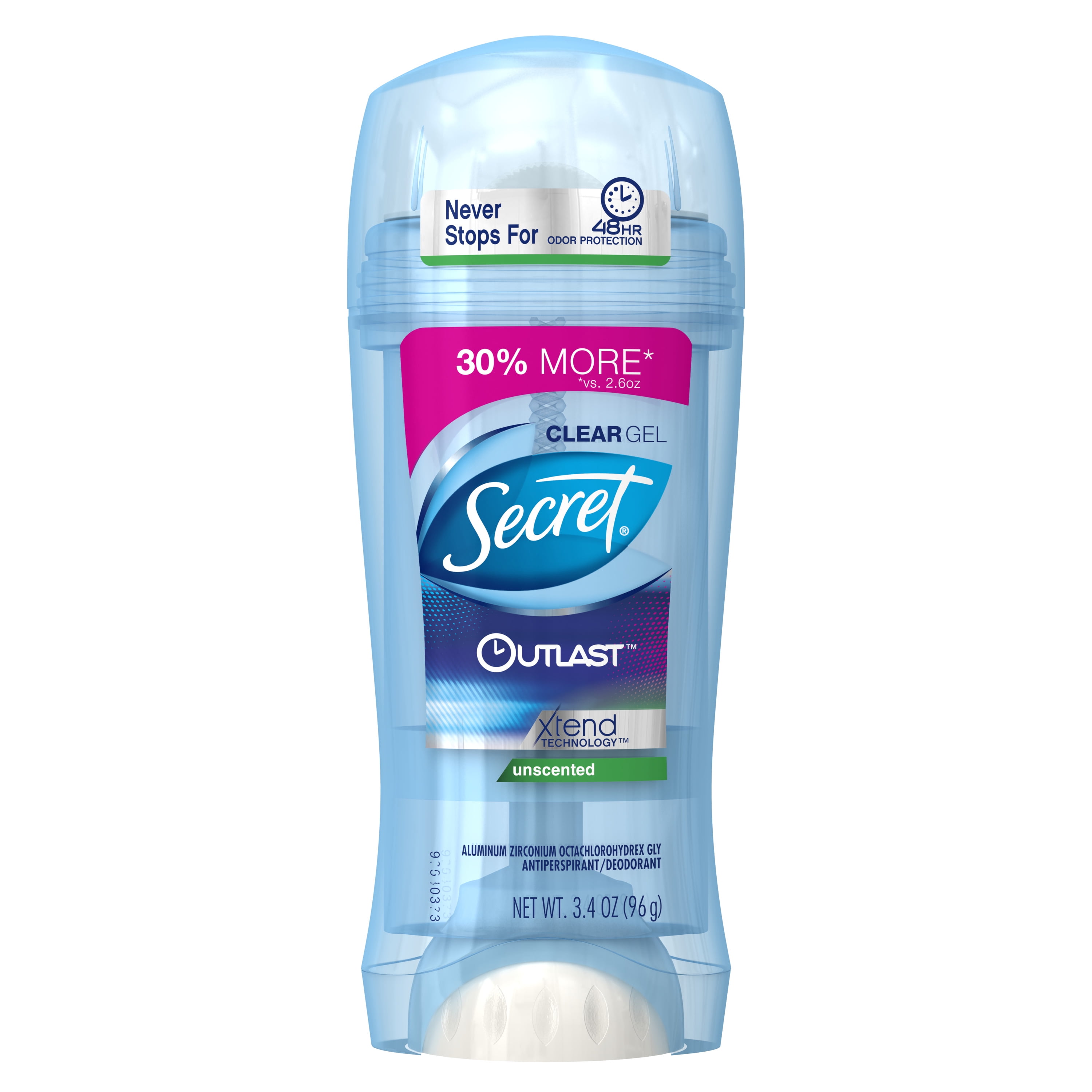 Secret Outlast Xtend Clear Gel Unscented Antiperspirant/Deodorant 3.4
