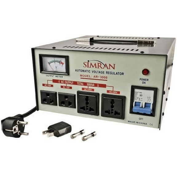 Simran AR-3000 3000-Watt Heavy Duty Voltage Regulator/Stabilizer with Built-In Step Up/Down Voltage Transformer, Grey