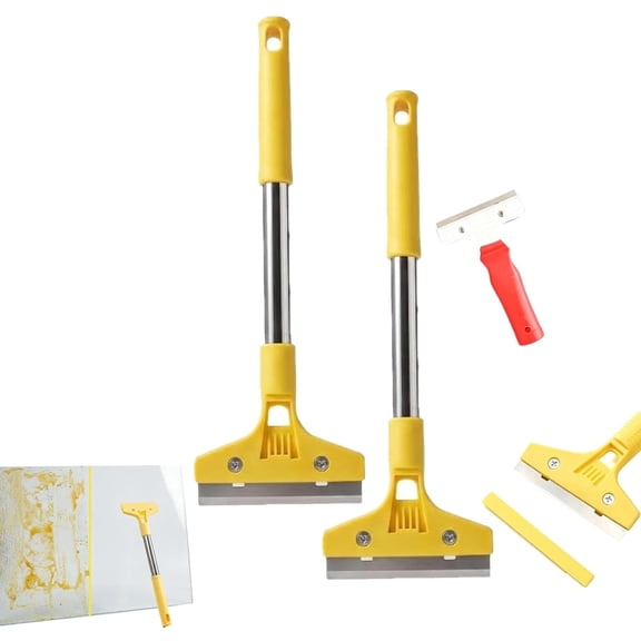 Glass Tile Adhesive Remover, Wide Blade Scraper with Extended Handle for Windows & Floors1pcs