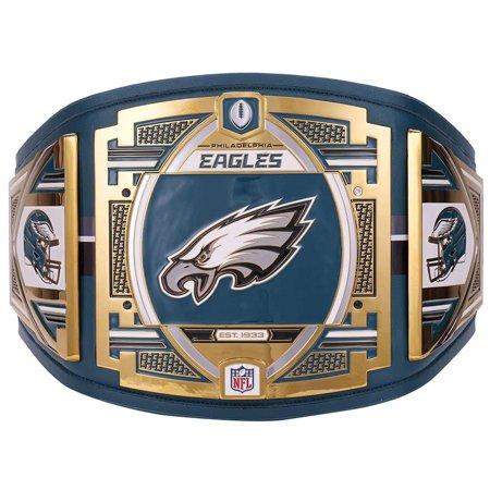 Philadelphia Eagles Championship Belt Metal Plates Hand-Tooled Leather Strap Adult Size Collectible