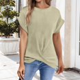 thumbnail image 2 of T Shirts For Women Womens Tops T Shirts Solid Batwing Sleeve Wrap Tee Casual Tshirt Trendy Tee Tops, 2 of 4
