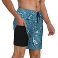 thumbnail image 2 of Kdxio Dinosaur Skull Print Men's Swim Trunks with Compression Liner 7 Inch Inseam Quick Dry Swim Shorts, 2 of 7