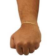 LOVEBLING 10k Yellow Gold 3.5mm Plain Solid Curb Cuban Bracelet W/Lobster Lock (9")