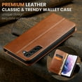 thumbnail image 4 of Wallet Case For Samsung S23, Case Wallet-High Quality Leather Magnetic Closure Case-RFID Blocking Card Holders-Shockproof TPU Shell Folio Cover Women Men For Samsung Galaxy S23, Brown, 4 of 7
