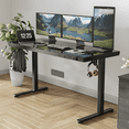 thumbnail image 6 of INNOVAR Glass Standing Desk with 1 Drawer, 55×24 inch Adjustable Sit to Stand up Tempered Glass Top Desk, Office Work Electric Computer Standing Desk W/ USB Ports and Hooks,Quick Assembly,Black, 6 of 12