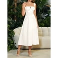 thumbnail image 4 of Midi Corset Dress Flowy Slit Lace Up Dresses for Women Tea Party A Line Casual Sundress White M, 4 of 8