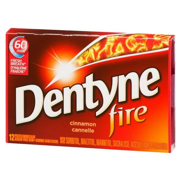 Dentyne Fire Cannelle, gomme sans sucre, 1 paquet (12 morceaux) 12 count 