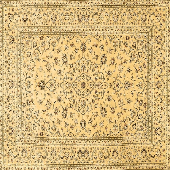 Ahgly Company Indoor Square Medallion Brown Traditional Area Rugs, 6' Square