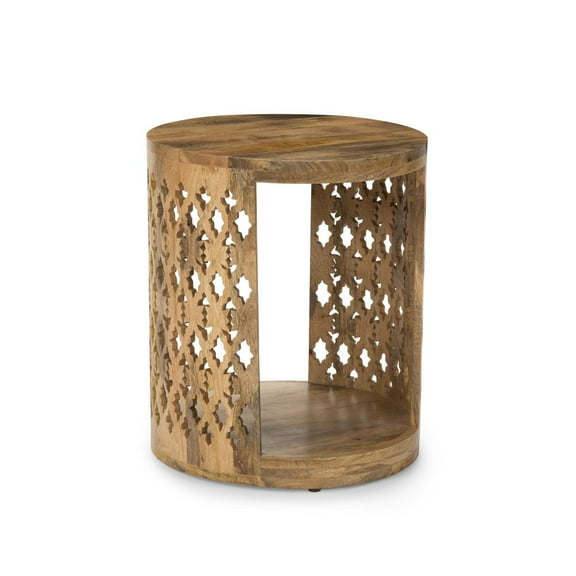 Steve Silver Brinley 18" Round Accent Wood End Table in Natural