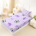 thumbnail image 2 of Manfei Purple Bow Print Twin Fitted Sheet,Soccer Ball Pattern Bedding,2pcs,1 Fitted Sheet and 1 Pillowcase, 2 of 6