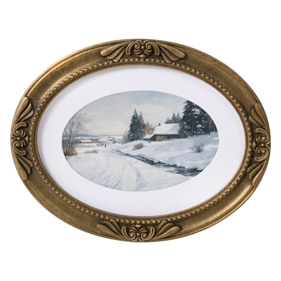 My Texas House Oval Winter Scene Framed Holiday Wall Art 14x11