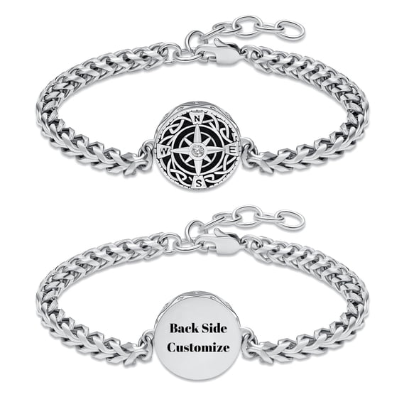 Personalize Stainless Steel Compass Urn Pendant Cremation Jewelry for Ashes Holder Memory Bracelet
