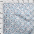 thumbnail image 2 of oneOone Viscose Chiffon Blue Fabric Dot & Quatrefoil Geometric Craft Projects Decor Fabric Printed By The Yard 42 Inch Wide, 2 of 4