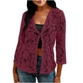 thumbnail image 6 of Lace Cardigans for Women Elegant 3/4 Sleeve Cardigans Lightweight Ladies Open Front Summer Cardigan Business Office Casual Bolero Shrug Womens Blouses for Dress Evening Party Wedding Daily Wine M, 6 of 7