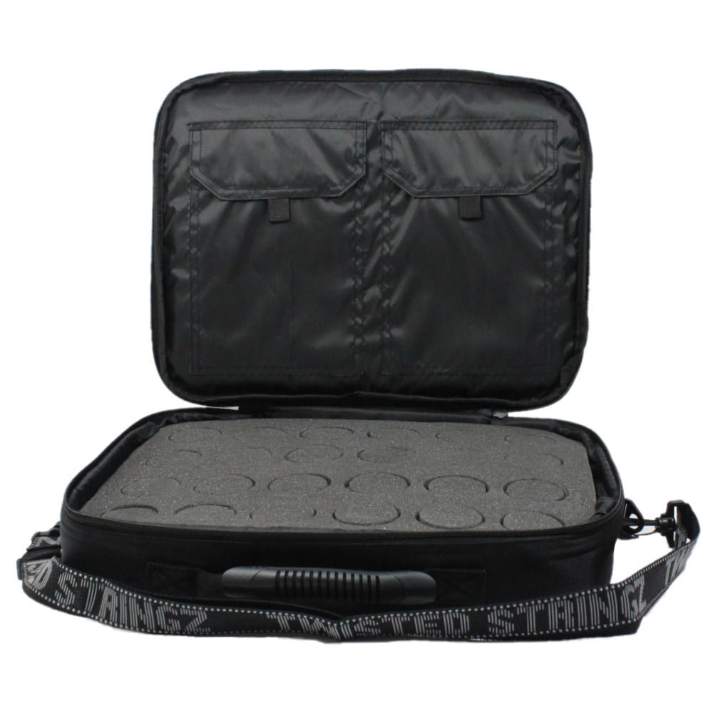 Twisted Stringz Deluxe Yo-Yo BIG Bag - YoYo Carry Case - Holds 24 Yo-Yos- Triple Stitch Shoulder Strap - Double Graphics (Black)