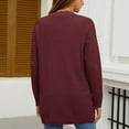 thumbnail image 4 of SWSMCLT Women's Long Sleeve Sweater V Neck Winter Holiday Coats Cardigan Knit Spring House Open Front Fashion Burgundy Small, 4 of 5