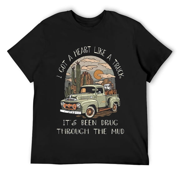I Got A Heart Like A Truck - It's Been Drug Through The Mud Short Sleeve Mens T-Shirt Black S
