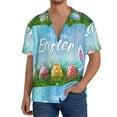 thumbnail image 1 of Fotbe Happy Easter Camisa Estampada de Manga Corta para Hombre, Casual de Verano, Estilo Playero, Sin Arrugas-Medium, 1 of 5