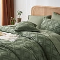 thumbnail image 6 of Flymme 7 Pieces King Comforter Sets Dark Green Bed in a Bag Boho Bed Set Geometric Embroidery Shabby Chic Bedding with Sheets, Pillowcases & Shams, 6 of 8