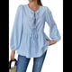 thumbnail image 3 of Blusa Holgada con Cuello en V y Mangas Abullonadas con Cordones para Mujer, Estilo Y2K, Ropa de Verano. Azul XL, 3 of 9