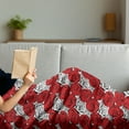 thumbnail image 3 of Feminine Soft Flannel Fleece Throw Blanket, Roses with Black Contours in Retro Style Feminine Nature Inspired, Cozy Plush for Indoor and Outdoor Use, 50" x 60", Scarlet White Black, by Ambesonne, 3 of 5