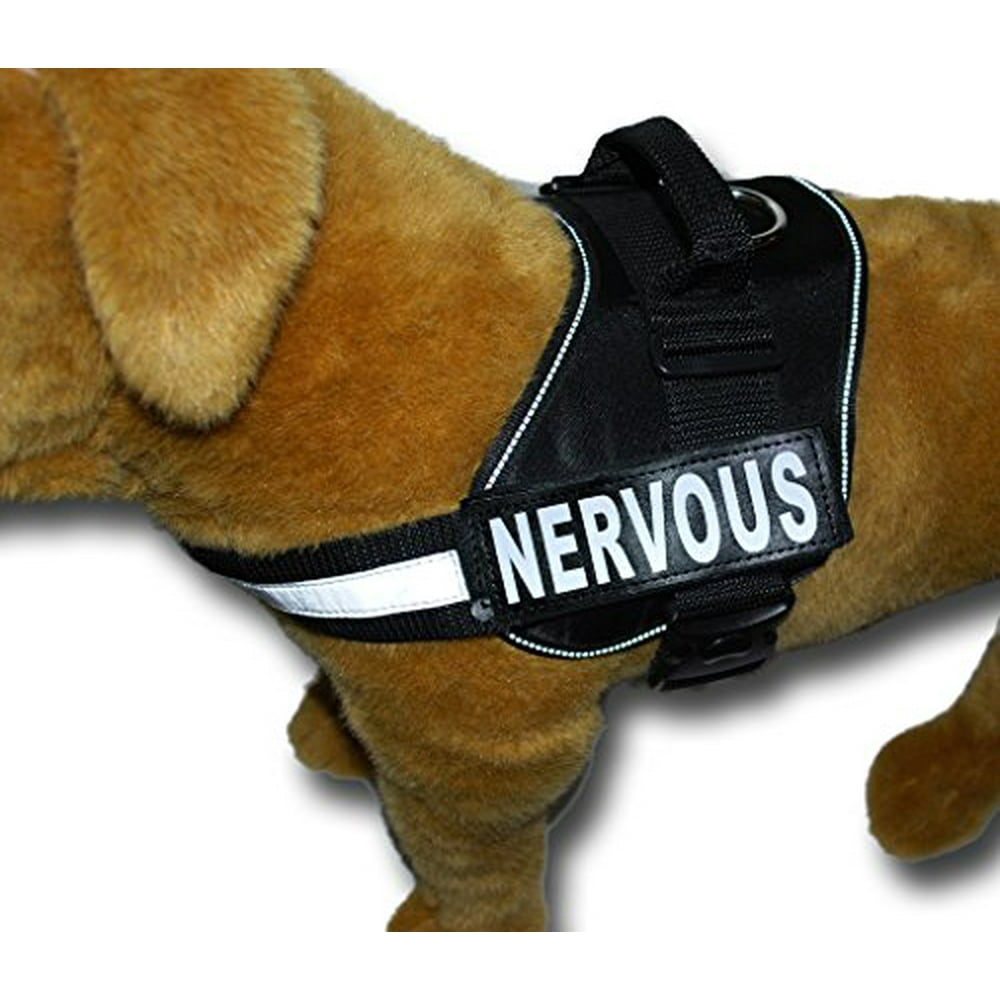 Nervous Nylon Service Dog Vest Harness. Purchase Comes with 2 Reflective Nervous Removable