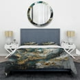 thumbnail image 3 of Designart "Ink On Stone Gold Teal Elegance" Abstract Bedding Covert Set - Modern Gold Transitional Bed Set With 1 Sham, 3 of 6