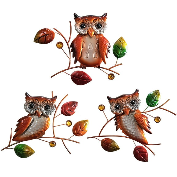 Owl Trio Wall Art Decor Hanging Sculpture Wall Decoration for Bathroom, Patio, Living Room,Bedroom Dining Room Retro 3D Wall Figurines Decor,Metal Owl Wall Plaque Outdoor Indoor for Home Garden 3 Pack