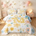 thumbnail image 2 of meiyoeat Floral Letter M Quilt Full for Girls, Spring Daisy Groovy Full Bedspread Sets for Bedroom, Multicolor, 3pcs, 1 Comforter and 2 Pillowcases, 2 of 7
