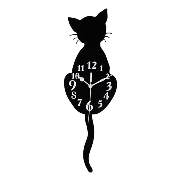 Reloj de pared con cola de gato en 3D Silence para dormitorio infantil, guardería, sala de estudio 150x468 mm