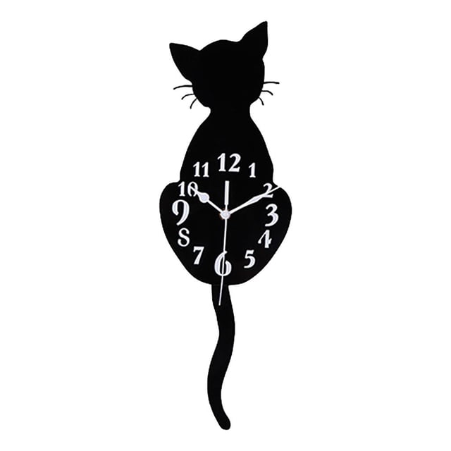 Reloj de pared Silence 3D con cola de gato que menea para dormitorio infantil, guardería, sala de estudio 150x468 mm