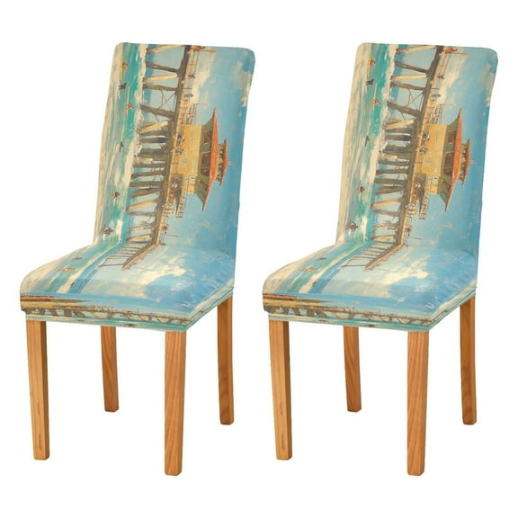 BZSMCE Chairs Slipcovers Dining Chair Covers The Life Of Beach Pier Creative Pattern