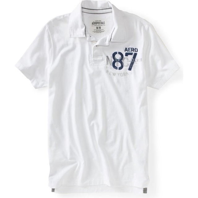 Polo de Rugby para hombre Aeropostale Aero Nyc 87 Blanco Mediano