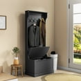 thumbnail image 2 of HOMCOM Hall Tree with Coat Rack, Storage, and Sitting Bench, Black, 2 of 8
