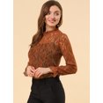 thumbnail image 4 of Blusa Floral Cuello Volantes Encaje Ganchillo marrón T XS, 4 of 6