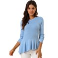thumbnail image 1 of INSPIRE CHIC Women's Long Sleeve Ribbed Knit Ruffle Hem Peplum Top, 1 of 6