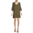thumbnail image 5 of Nine.Eight Women V-Neck Flounce Sleeve Above Knee Shift Dress, 5 of 5