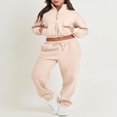thumbnail image 2 of Women 2 Piece Tracksuits 1/2 Zipper Cropped Sweatshirt and Sweatpants, 2 of 9
