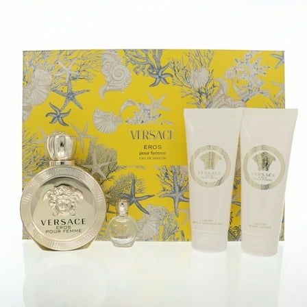 VERSACE EROS POUR FEMME by Versace 4 PIECE GIFT SET - 3.4 OZ EAU DE PARFUM SPRAY