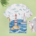 thumbnail image 4 of Lighthouse Sailboat Ocean Waves Seagulls T Shirts Basic T-Shirt Short Sleeve Ladies Tee Shirt Summer Graphic Clothing, 4 of 7
