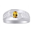 thumbnail image 1 of RYLOS Men's Rings 14K White Gold Classic Nugget 6X4MM Oval Gemstone & Diamond Ring Citrine November Birthstone Rings Size 11, 1 of 7
