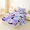 thumbnail image 2 of Castle Fairy Kawaii Goth Skull Bat Twin Sheets 3pcs,Halloween Butterfly Moon Rose Bedding,Lilac Purple Black,1 Fitted Sheet,1 Flat Sheet and 1 Pillowcase, 2 of 6