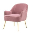 thumbnail image 3 of Accent Chair Velvet Arm Chair Metal Golden Leg Upholstered Bedroom Chair Ergonomics Home Chair Single,Pink, 3 of 9