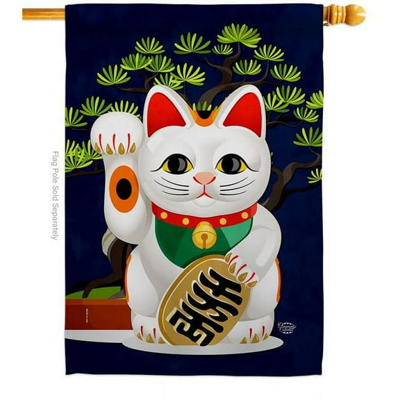 Ornament Collection 28 x 40 in. Fortune Cat Interests Fantasy Double-Sided Decorative Vertical House Flags - Decoration Banner Garden Yard Gift