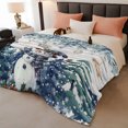 thumbnail image 2 of Blue Snowman Christmas Throw Blanket,Flannel Fleece Blanket with Striped Design for Couch,Xmas Snowflake Eucalyptus Leaves Wooden Soft All Season Plush Blankets for Sofa Office Chair 30"x40", 2 of 9